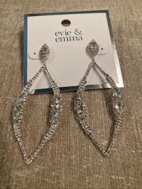 Silver Crystal Marquise Drop Earrings